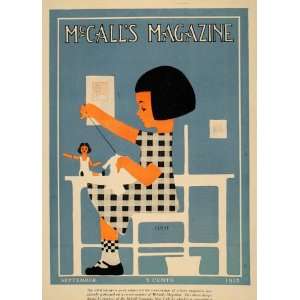  1913 McCalls Cover Design Carter Housh Child Sewing 
