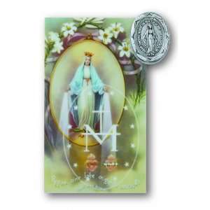 Miraculous Pin Prayer Card Set Lapel Pin Patron Saint Medal Catholic 