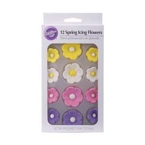  Wilton Icing Decorations Spring Flowers 12/Pkg; 3 Items 