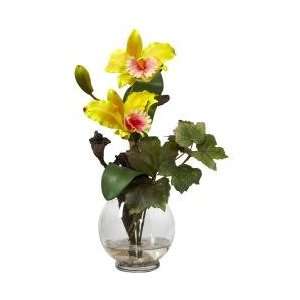  Mini Cattleya with Fluted Vase Silk Flower Arrangement 