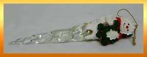 AVON Holiday SNOWMAN with Wreath ICICLE Ornament 6.25” Long *NEW in 