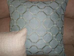 20 Kravet Geometric Aqua Dusty Blue Faux Suede Pillow  