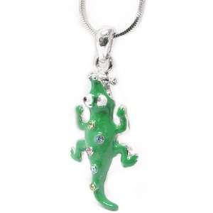  Adorable Green Epoxy Alligator Charm Necklace with Multi 