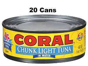 20 cans CORAL TUNA premium tuna in WATER Hawaii  