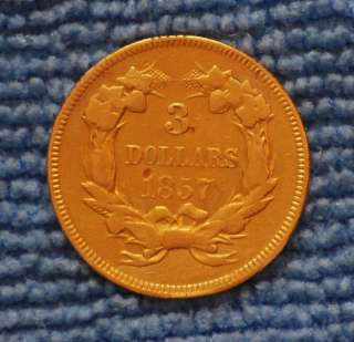 1857 INDIAN PRINCESS Head $3 US Gold Coin,5+ grams,Rare, $3.00, 3 