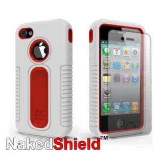   White Skin Case with Screen Protector for Apple iPhone 4S 4  