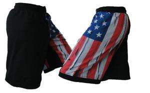 USA Distressed Flag Mixed Martial Arts Shorts, Blank MMA Shorts  