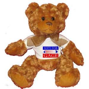    VOTE FOR GAGE Plush Teddy Bear with WHITE T Shirt Toys & Games