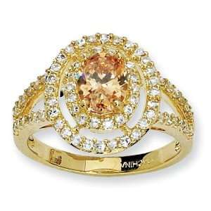  Sterling Silver Gold Plated CZ Fashion Ring Sz 7 Arts 