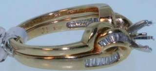 14K yellow gold semi mount diamond ring vintage estate 6.5g antique 0 