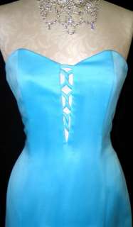 NWT Jessica McClintock Aqua Blue Satin Mermaid Dress Size Gown Size 1 