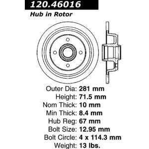  Centric Parts 120.46016 Premium Brake Rotor with E Coating 