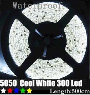 16.4FT IP65 Waterproof Cool White 5M 5050 SMD Flexible LED Strip Light 