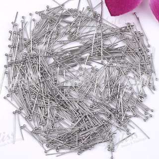 100pcs White Gold Plate Head Pin Finding 20mm Free ship  