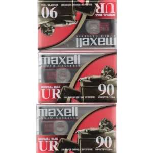  Three Maxell Audio Cassettes, Normal Bias UR 90 Minutes 