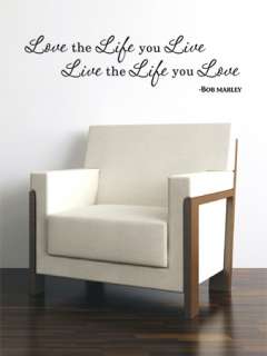LOVE LIFE BOB MARLEY INSPIRATIONAL QUOTE VINYL WALL DECAL STICKER ART 