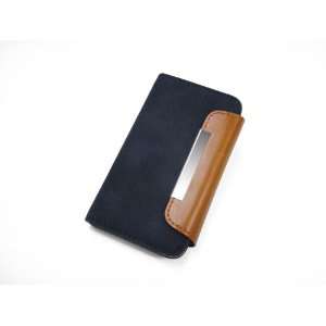 Masque Pouch for Iphone 4/4s in Navy faux suede with credit card slots 