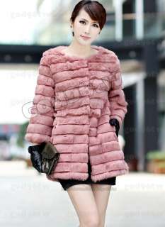 100% New Real Genuine Shear Rabbit Fur Coat Jacket Outwear Colthing 