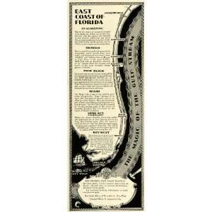  1927 Ad Florida East Coast Railway Route Map Key West 