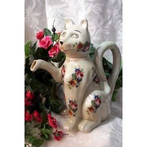  Cat Teapot with Roses