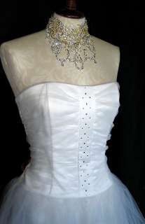 NWT Jessica McClintock White Rhinestones Tulle Dress 11  