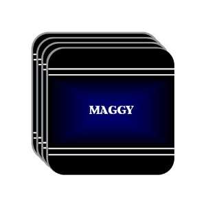 Personal Name Gift   MAGGY Set of 4 Mini Mousepad Coasters (black 