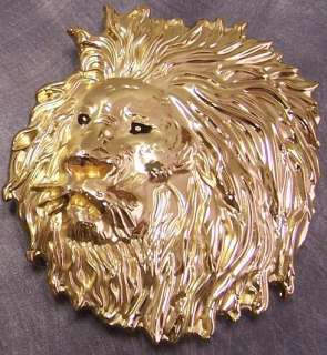 Pewter Belt Buckle animal Lion Head gold finish NEW  