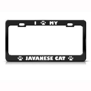 Javanese Cat Black Animal Metal license plate frame Tag Holder