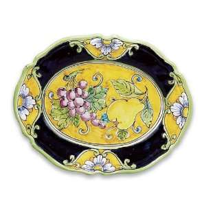 Handmade Lunetta Fluted Oval Platter From Italy  Kitchen 
