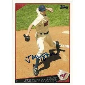  Jeremy Sowers Signed Cleveland Indians 2009 Topps Card 