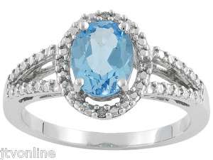  Blue Topaz and White Diamond Accent 10k White Gold Ring   JTV  