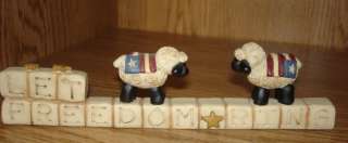 LET FREEDOM RING~BLOSSOM BUCKET~USA FLAG~SHEEP~RESIN  