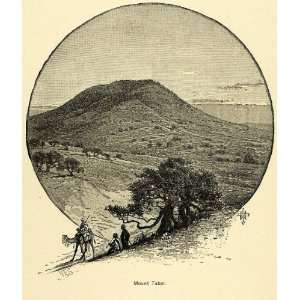  1890 Wood Engraving Mount Tabor Galilee Jezreel Valley 