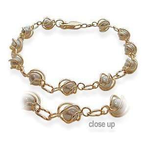 Ladies Yellow Cultured Pearl Gold Bracelet Jewelry