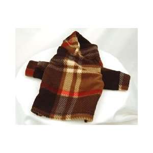  Embroidered Plaid Hooded Polar Fleece for Dogs (Brown 