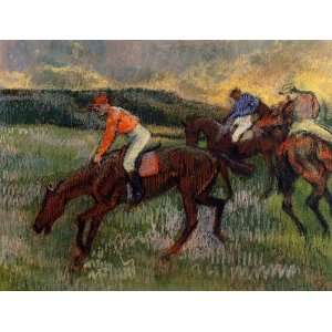  Oil Painting Three Jockeys Edgar Degas Hand Painted Art 