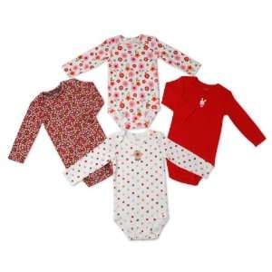   Girls 4 Pack Long sleeve Cotton Knit Bodysuits (24 Months) Baby