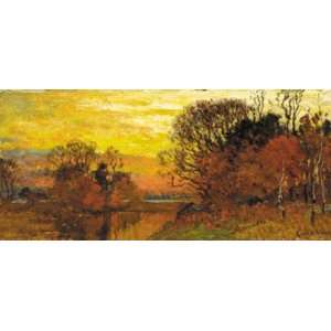 FRAMED oil paintings   John Joseph Enneking   24 x 10 inches   Sunset 