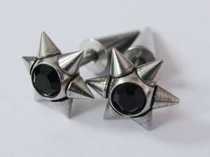 Stainless Steel Mens Stud Earrings Clear Stones 0JV  