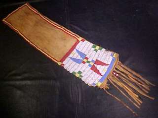 ANTIQUE AMERICAN INDIAN OLD SIOUX BEADED PIPE BAG 1880s  