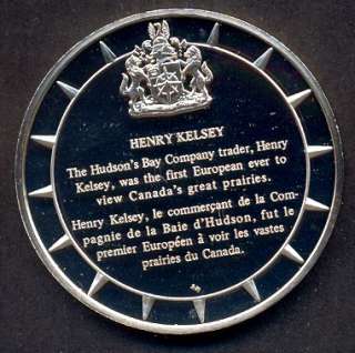 CANADA SILVER MEDALHENRY KELSEY,41g,45mm  