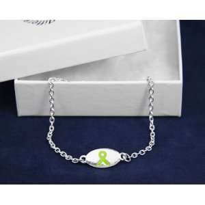  Lime Green Ribbon Bracelet Oval Charm (Retail) Everything 