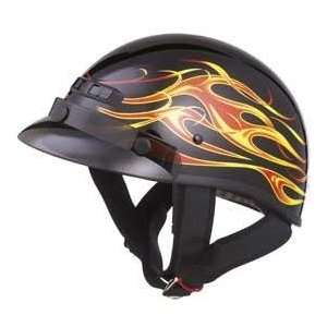 Max GM35 Half Dressed Helmet , Size Lg, Color Red, Style Flames 
