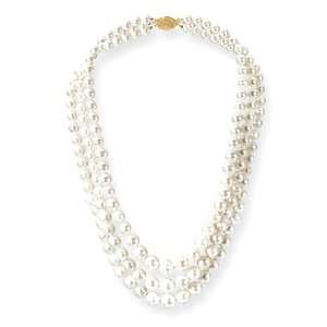   Freshwater Cultured Pearl Triple Strand Necklace Katarina Jewelry