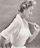 Vintage Knit Pearl Beaded SHRUG Sweater Bolero Pattern  