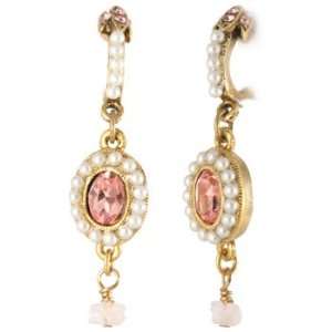    Lee Angel Gold Rose Quartz and Crystal Drop Earring Jewelry