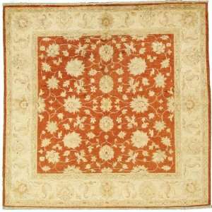 Red Hand Knotted Wool Ziegler Square Rug 