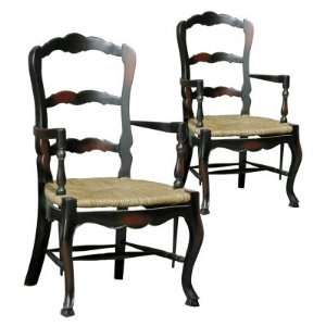  French Country Ladderback Arm Chair   Set of 2