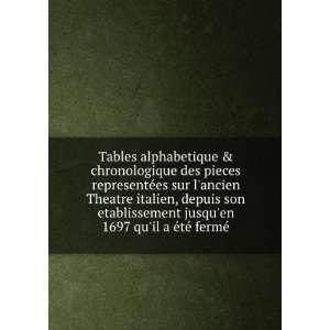 Tables alphabetique & chronologique des pieces representeÌes sur l 