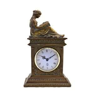 Ukm Gifts Art Deco Nouveau Lady Reading Gilt Mantle Clock New  